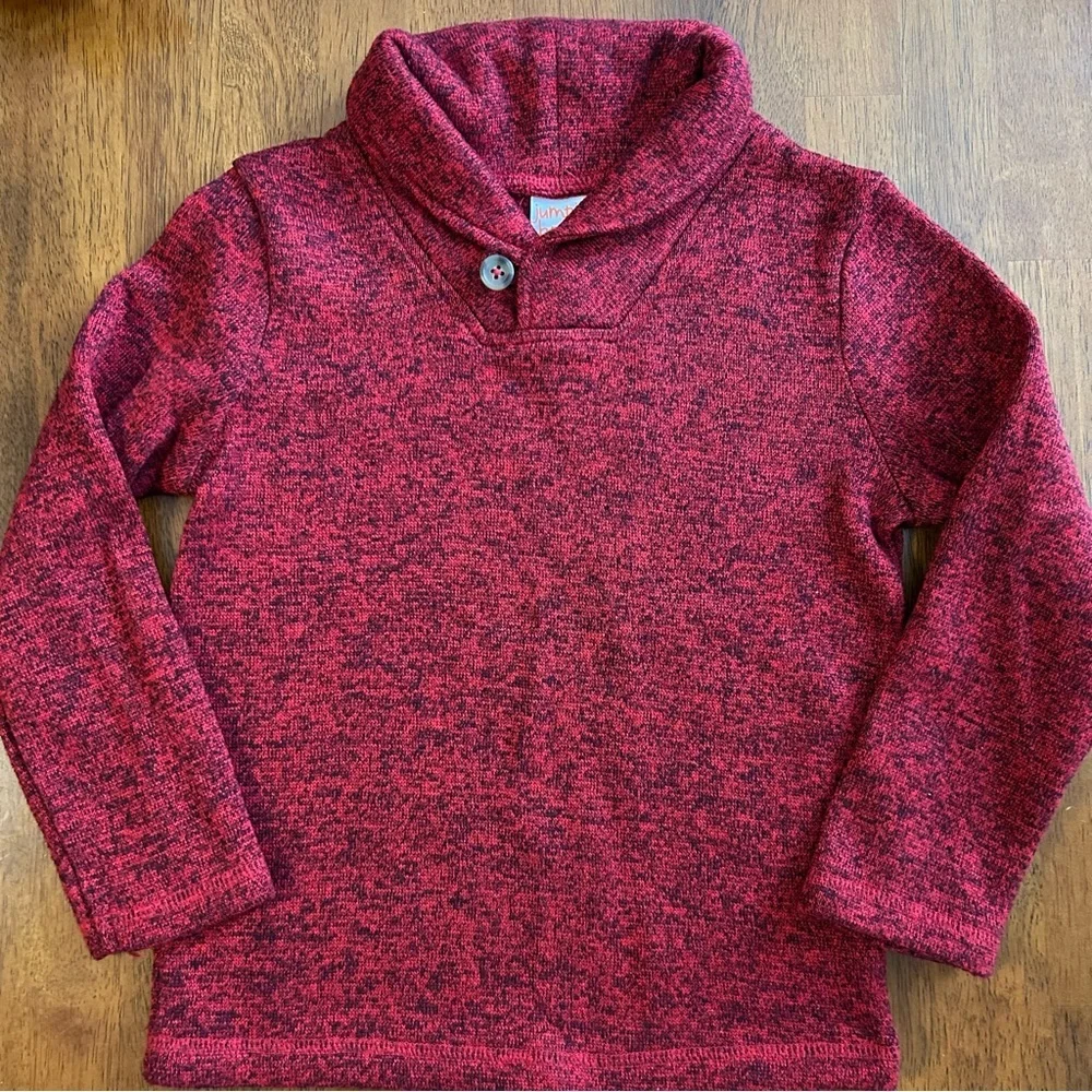 Shawl Collar Pullover Sweater | Red Marled Knit | Boys 5T | Jumping Beans